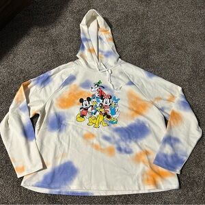 NWT Disney women’s 2X tie dye Mickey Mouse and Friends hoodie throwback new